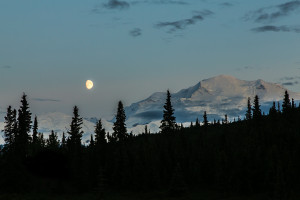 Denali National Park Alaska - Mount Mc Kinley and the moon